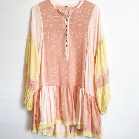 Shibori Tunic Dress Coral Combo 
